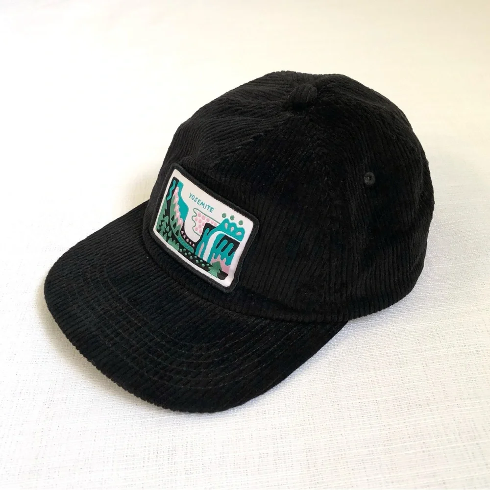 Parks Project Yosemite Black Corduroy Adjustable Baseball Cap Hat One Size